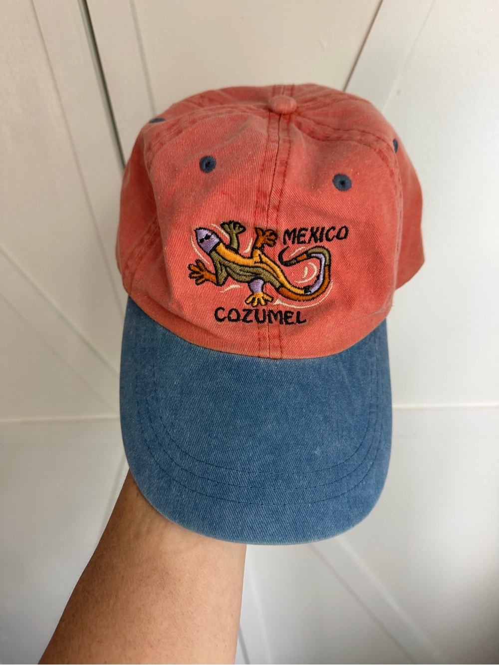 Cozumel Mexico DKPS Branded Rust-Orange hat with Blue Accent